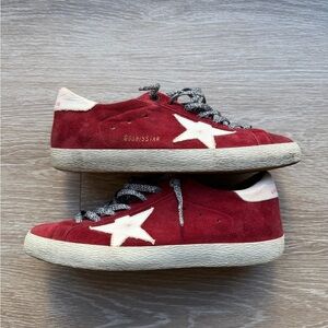 Golden Goose Red Suede Star Sneakers